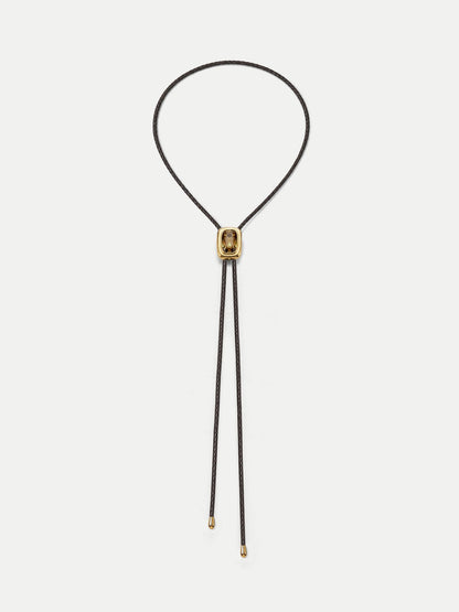 Braided Leather Bolo in Gold/Brown - Veronica Beard Classic