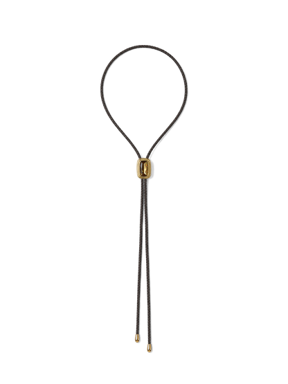 Braided Leather Bolo in Gold/Brown - Veronica Beard Classic
