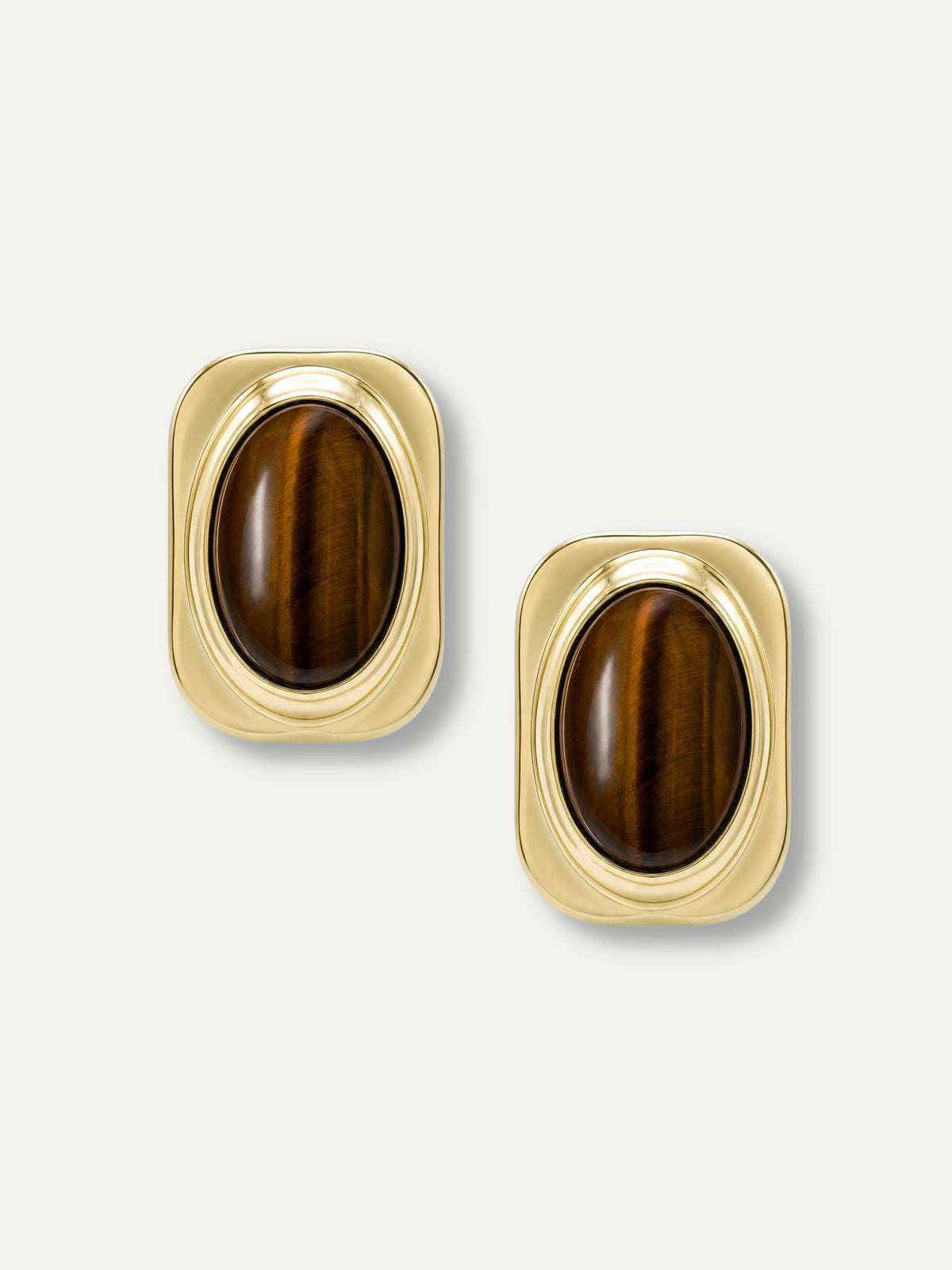 Tiger’s Eye Post Earring in Gold/Brown - Veronica Beard Customer Favorite