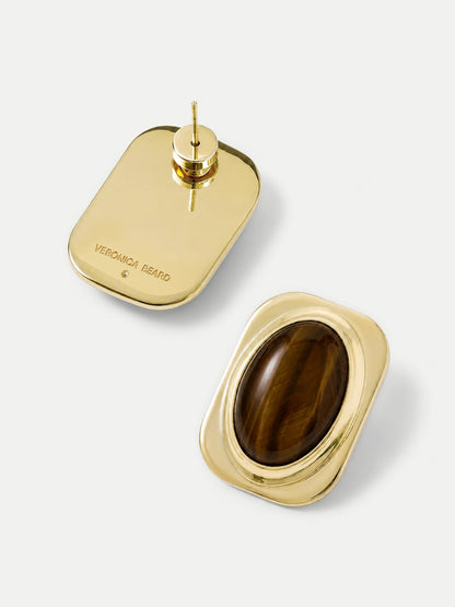 Tiger’s Eye Post Earring in Gold/Brown - Veronica Beard Customer Favorite