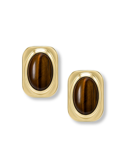 Tiger’s Eye Post Earring in Gold/Brown - Veronica Beard Customer Favorite