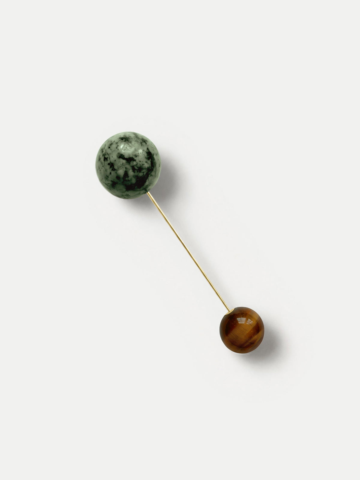 Turquoise and Tiger’s Eye Pin Brooch in Gold/Green - Veronica Beard Signature