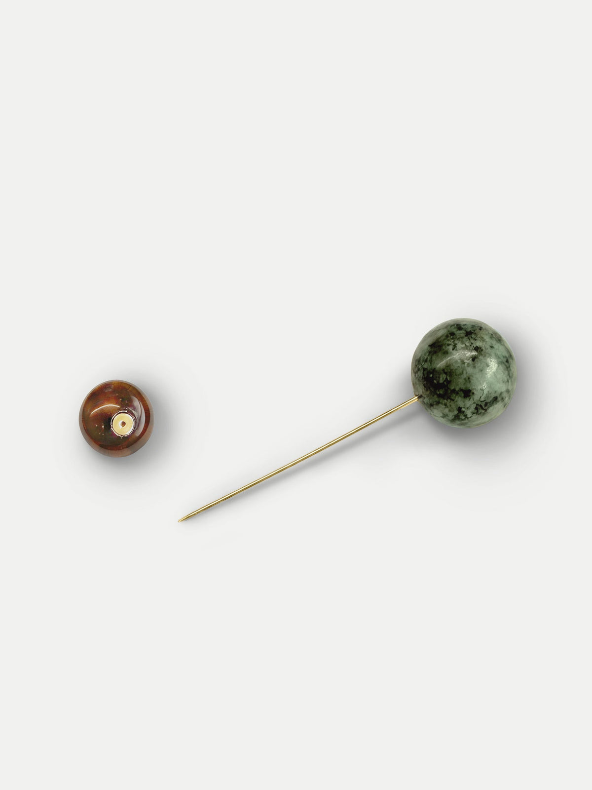Turquoise and Tiger’s Eye Pin Brooch in Gold/Green - Veronica Beard Signature