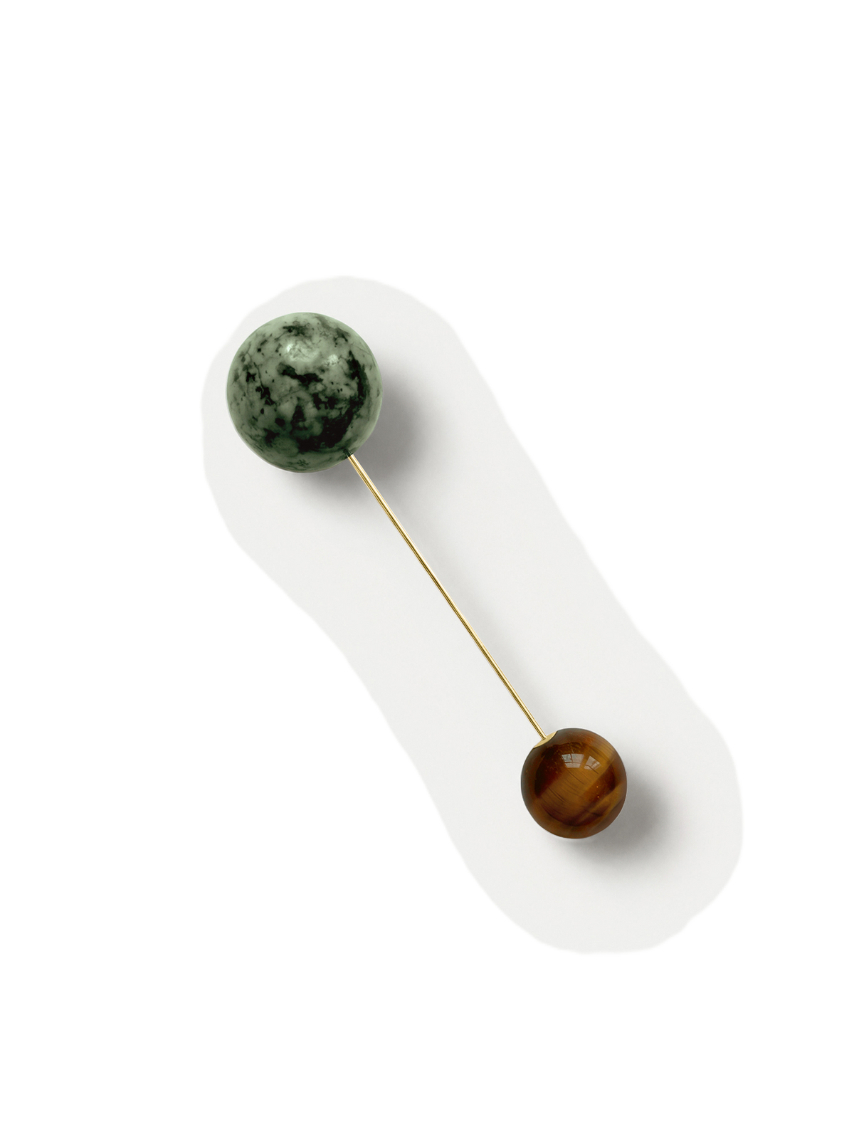 Turquoise and Tiger’s Eye Pin Brooch in Gold/Green - Veronica Beard Signature