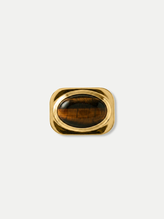 Tiger’s Eye Scarf Ring in Gold/Brown - Veronica Beard Everyday