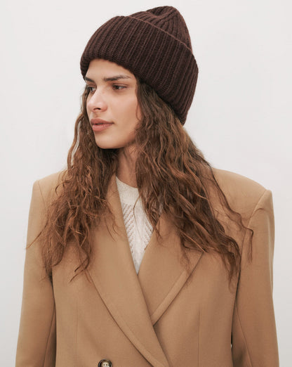 Wool-Cashmere Beanie in Dark Brown - Veronica Beard Great Value