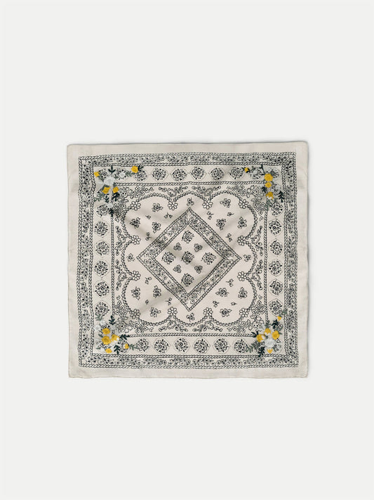 Embroidered Bandana in Ecru/Navy - Veronica Beard Best Seller