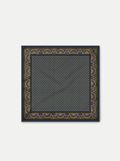 Sava Silk-Blend Scarf in Heritage Navy Multi - Veronica Beard Value