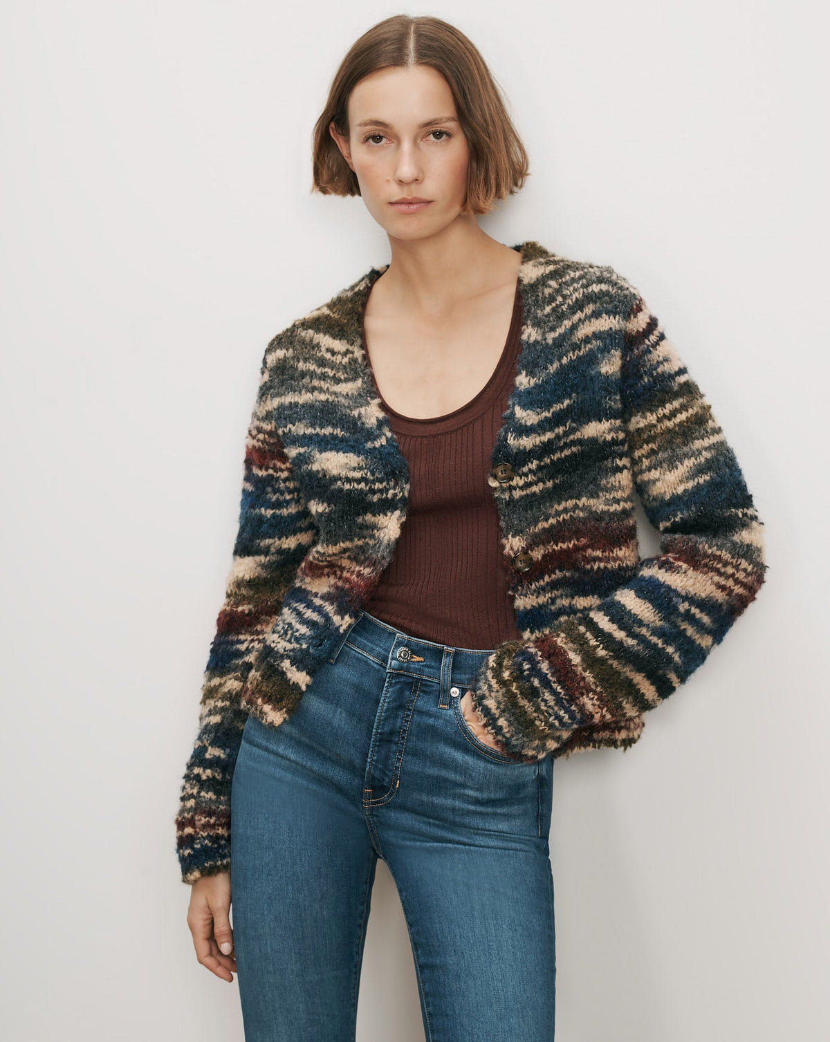 Monae Cardigan in Teal Bouclé - Veronica Beard Customer Favorite