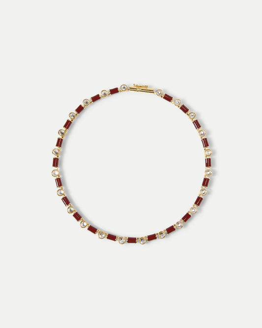 Burgundy Enamel and Crystal Barrel Necklace - Veronica Beard Premium
