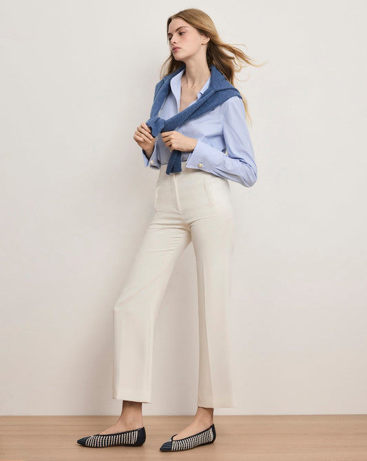 Carys Cropped Pant in Dove White White - Veronica Beard Customer Favorite