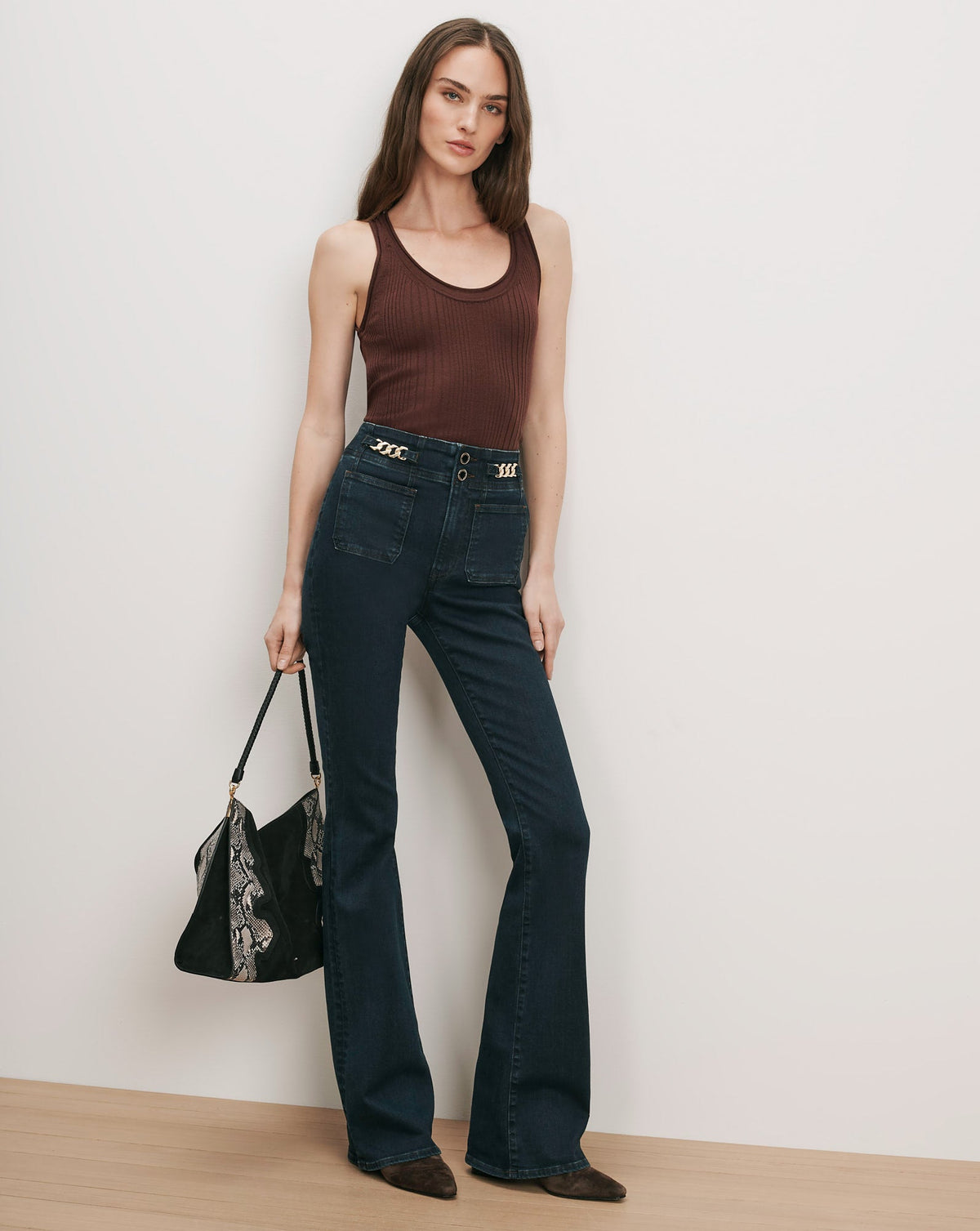 Birke Merino Wool Tank Top in Burgundy - Veronica Beard New