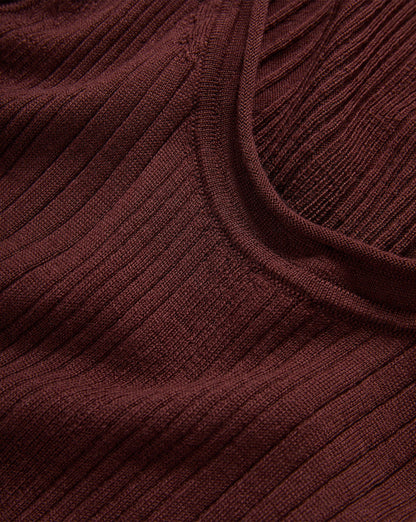 Birke Merino Wool Tank Top in Burgundy - Veronica Beard New