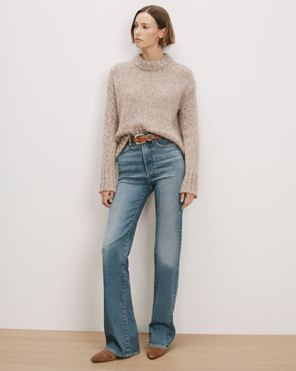 Andi Mock-Neck Sweater in Marled Oatmeal Mohair - Veronica Beard Classic