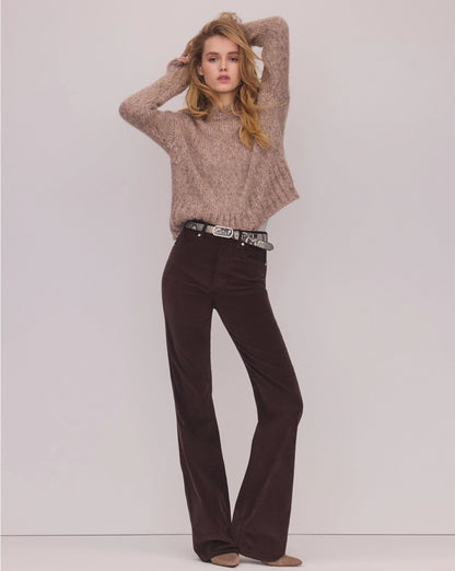 Andi Mock-Neck Sweater in Marled Oatmeal Mohair - Veronica Beard Classic