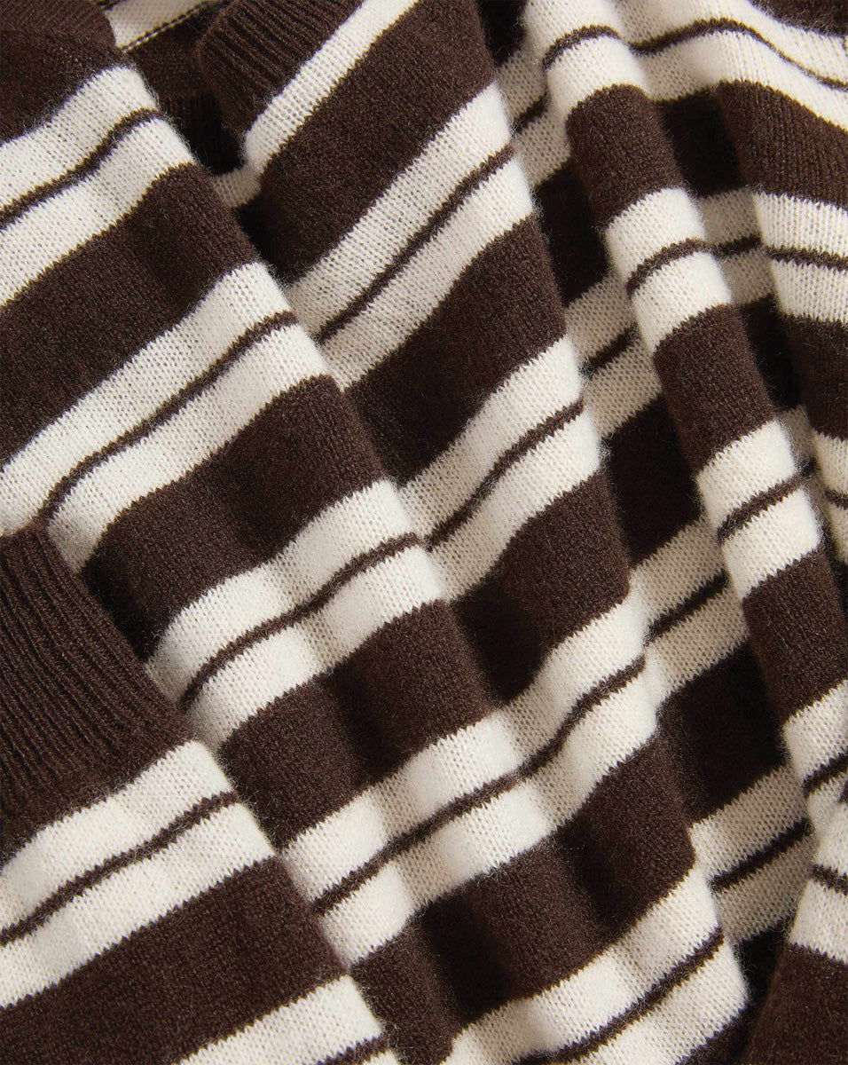 Frankie Cashmere Pullover in Dark Brown & White Stripes - Veronica Beard Deals