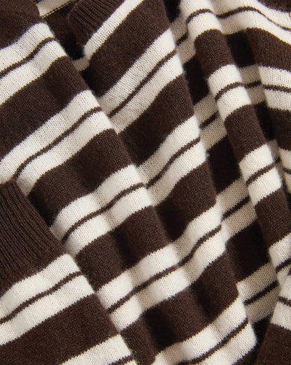 Frankie Cashmere Pullover in Dark Brown & White Stripes - Veronica Beard Deals