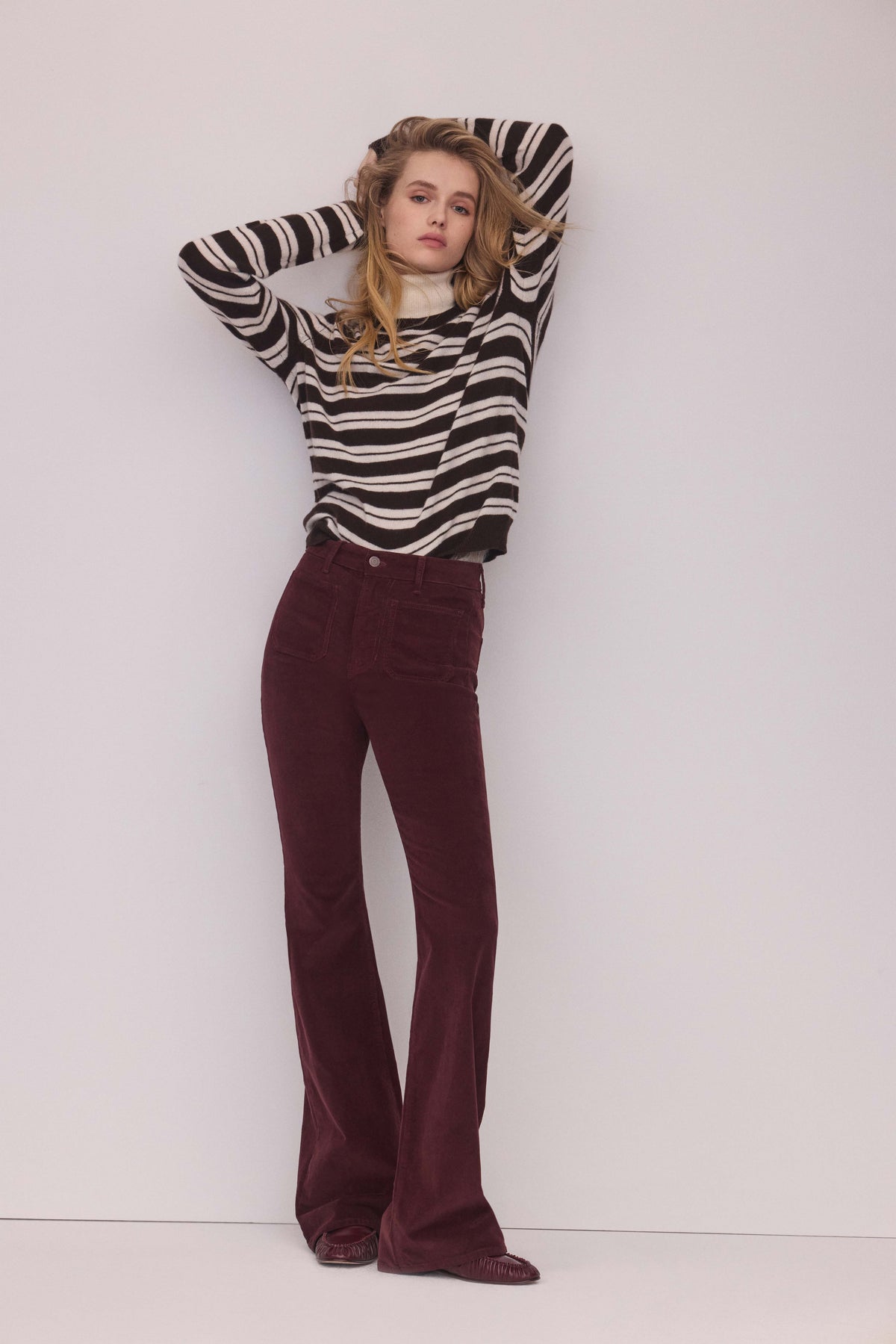 Frankie Cashmere Pullover in Dark Brown & White Stripes - Veronica Beard Deals