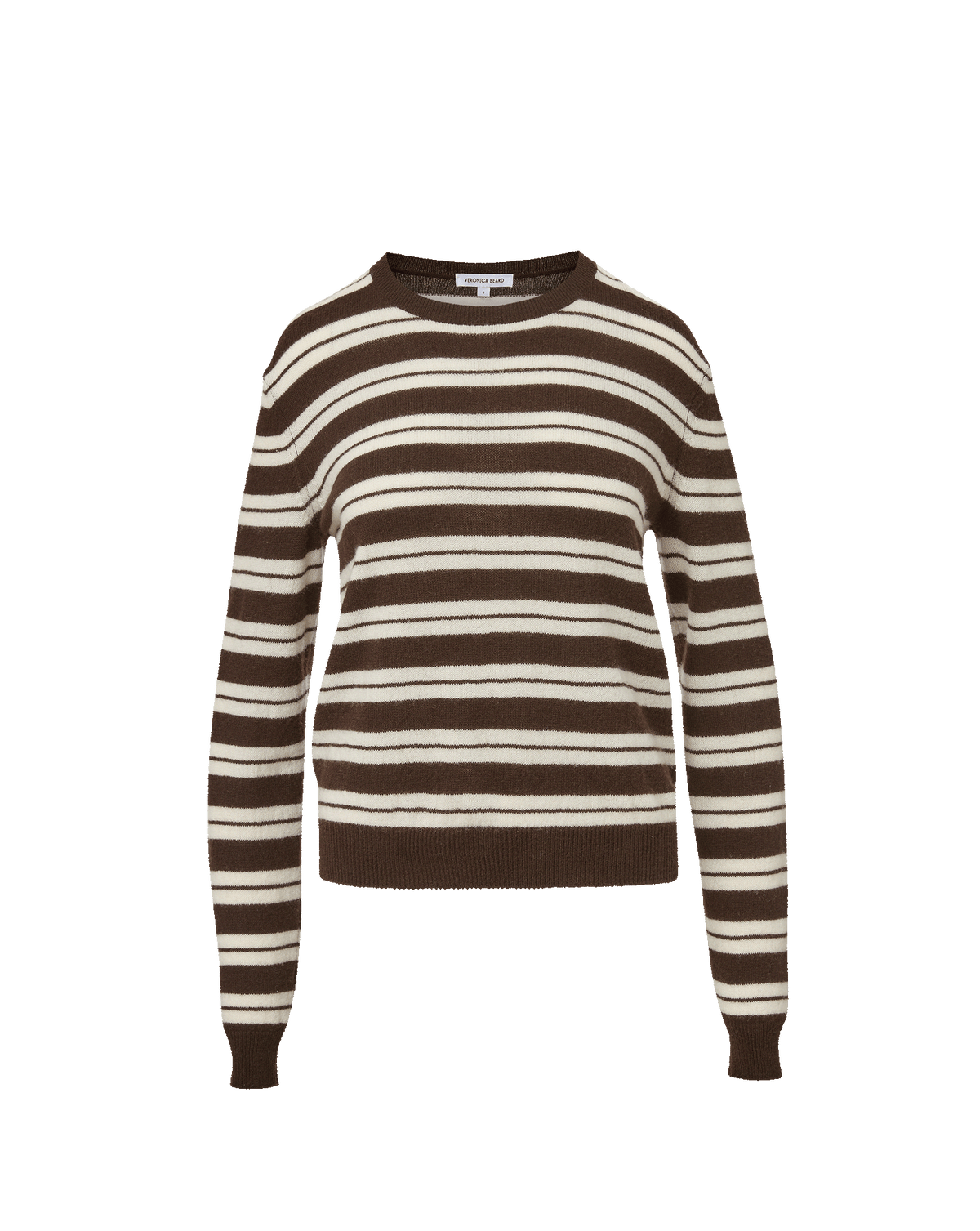 Frankie Cashmere Pullover in Dark Brown & White Stripes - Veronica Beard Deals