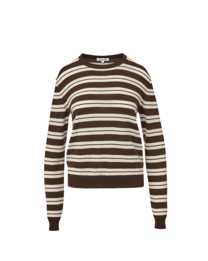Frankie Cashmere Pullover in Dark Brown & White Stripes - Veronica Beard Deals