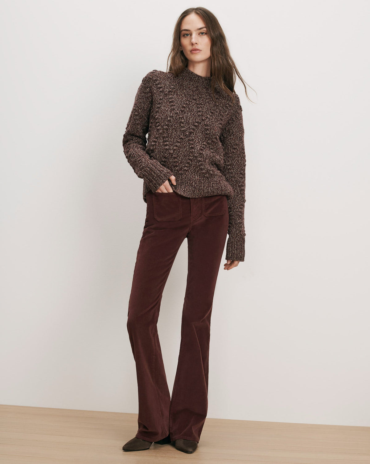 Tati Wool-Blend Sweater in Burgundy Multi - Veronica Beard Featured
