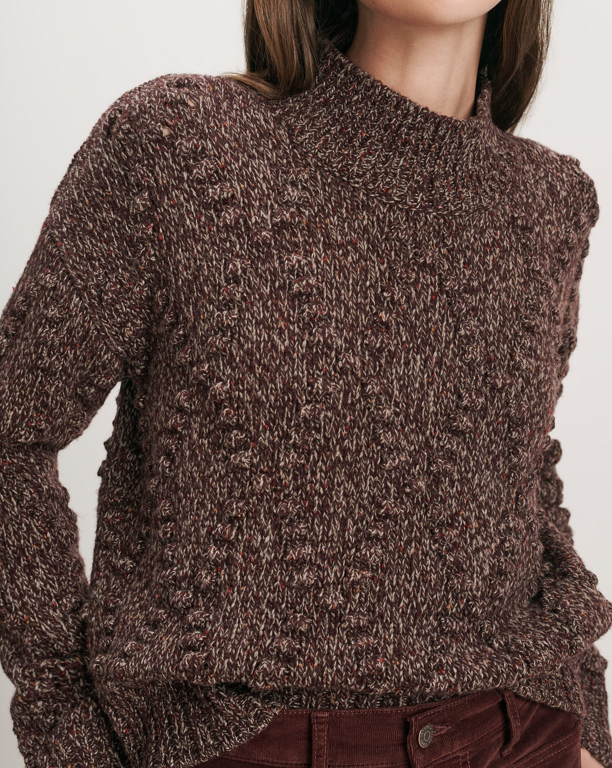 Tati Wool-Blend Sweater in Burgundy Multi - Veronica Beard Featured