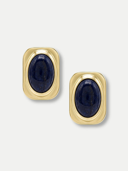 Lapis Post Earring in Gold/Navy - Veronica Beard Premium
