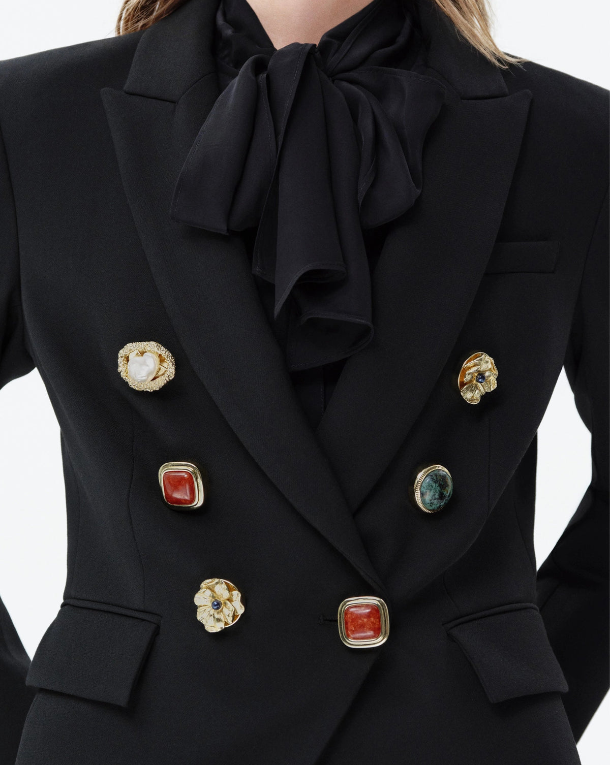 Statement Jacket Button Covers in Gold/Pearl - Veronica Beard Essential