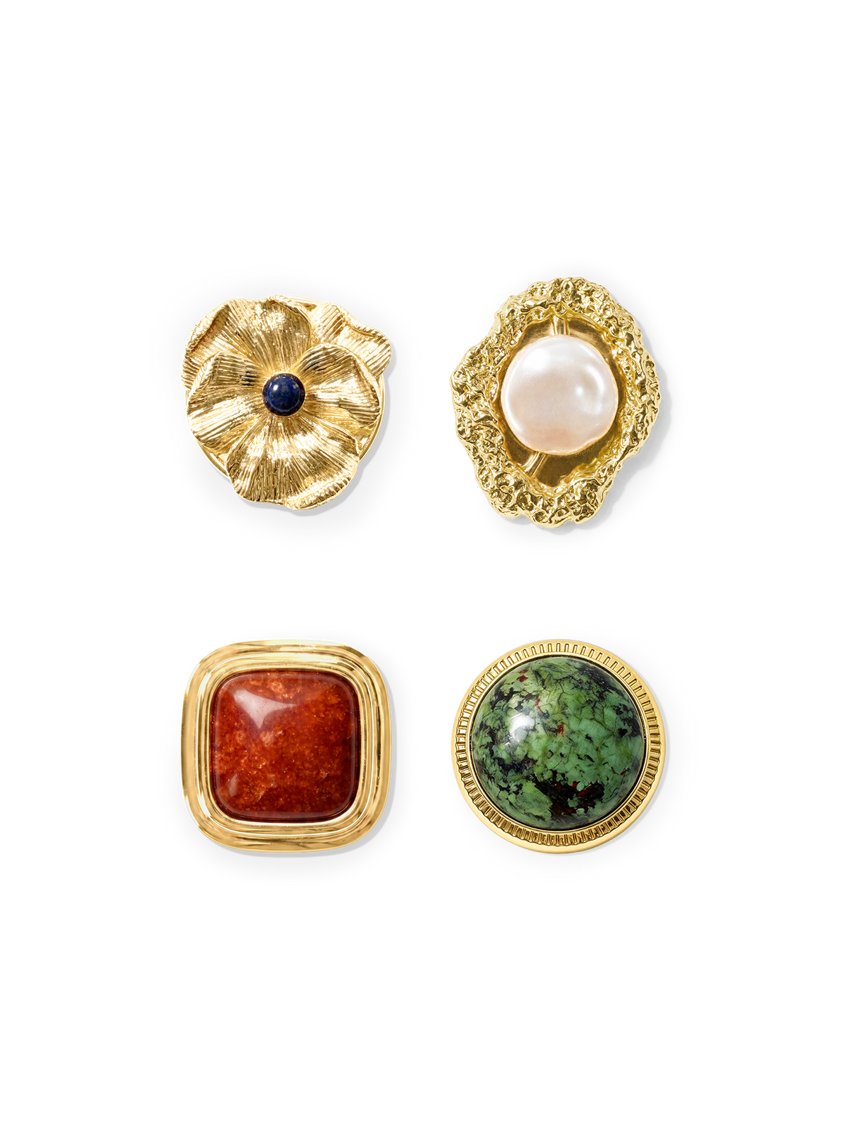 Statement Jacket Button Covers in Gold/Pearl - Veronica Beard Essential