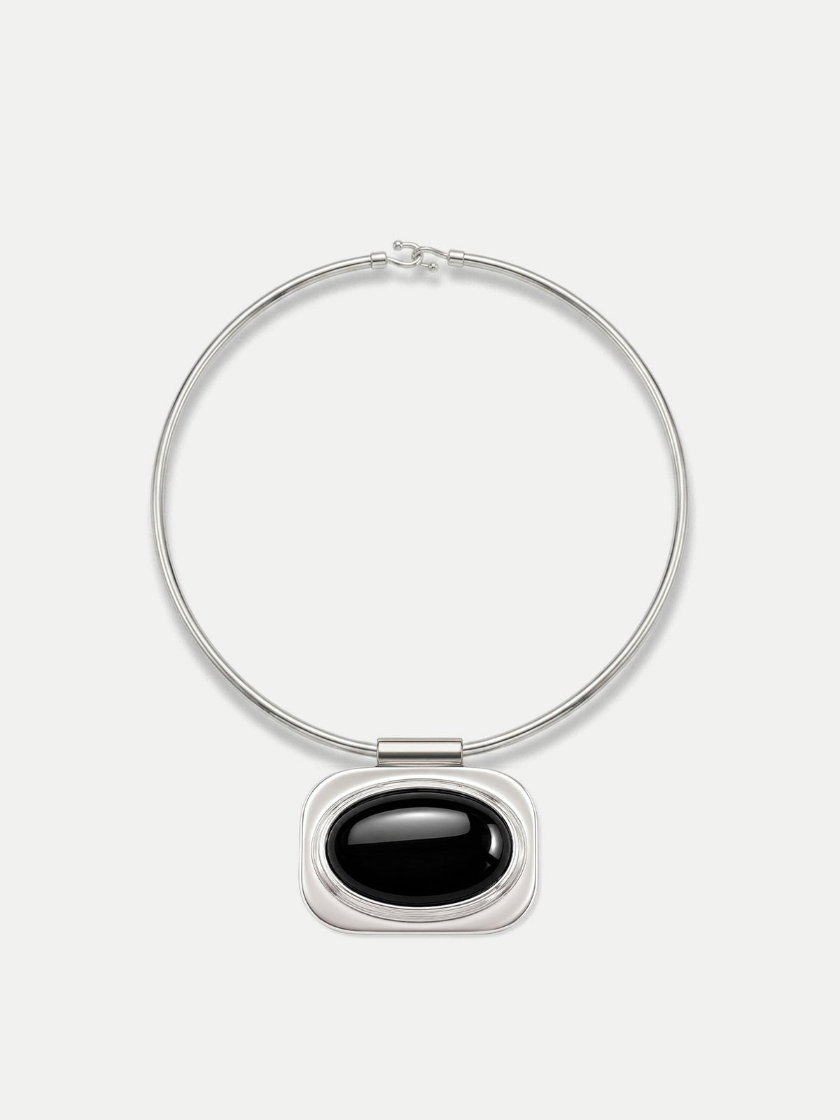 Onyx Cabochon Collar Necklace in Silver/Black - Veronica Beard Great Value
