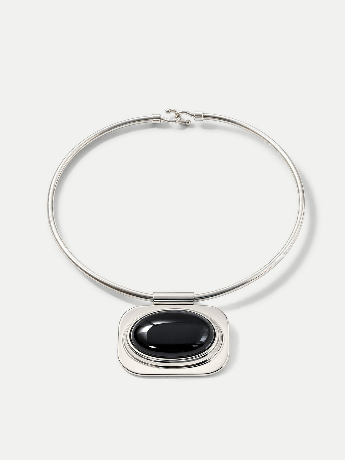 Onyx Cabochon Collar Necklace in Silver/Black - Veronica Beard Great Value