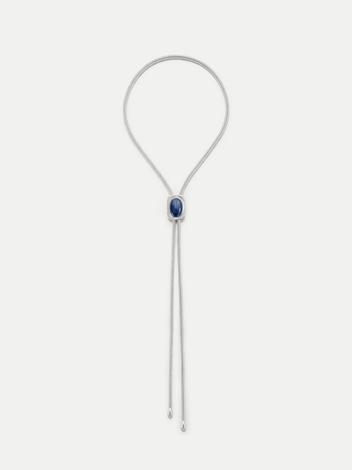 Lapis Cabochon Bolo in Silver/Navy - Veronica Beard Sale