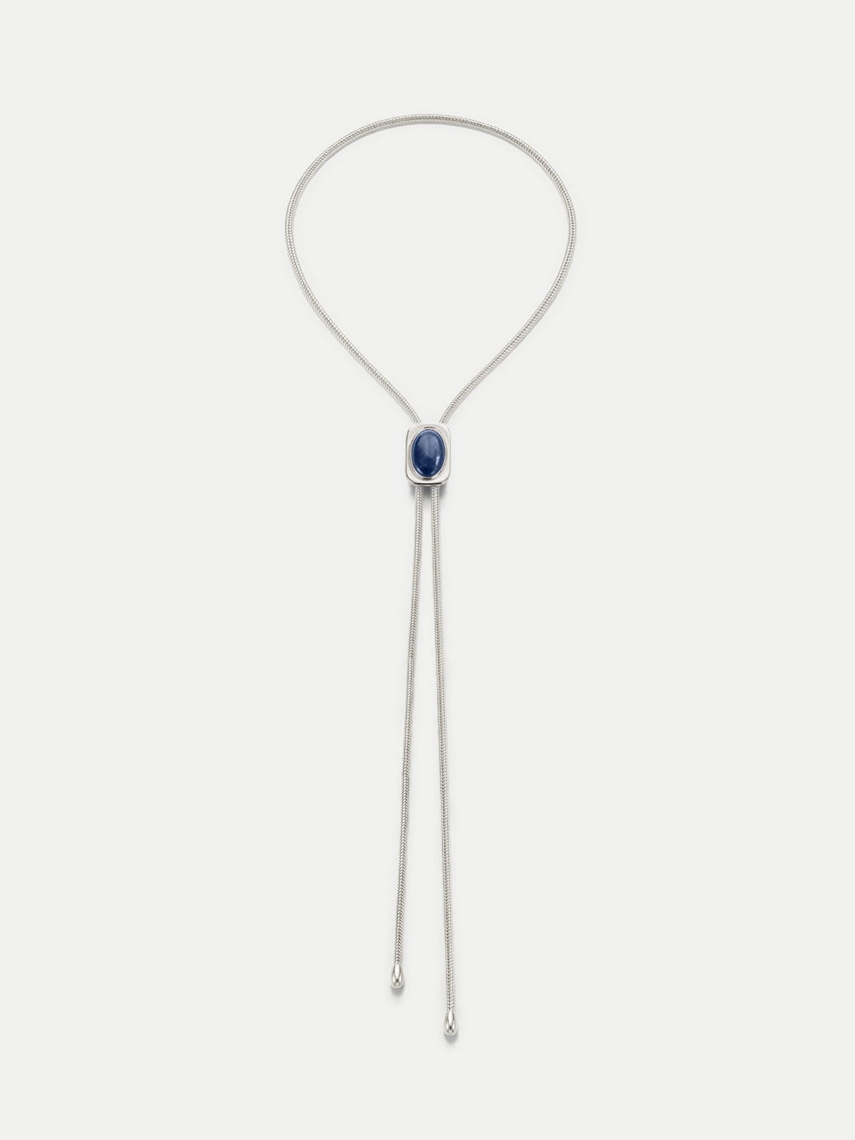 Lapis Cabochon Bolo in Silver/Navy - Veronica Beard Sale