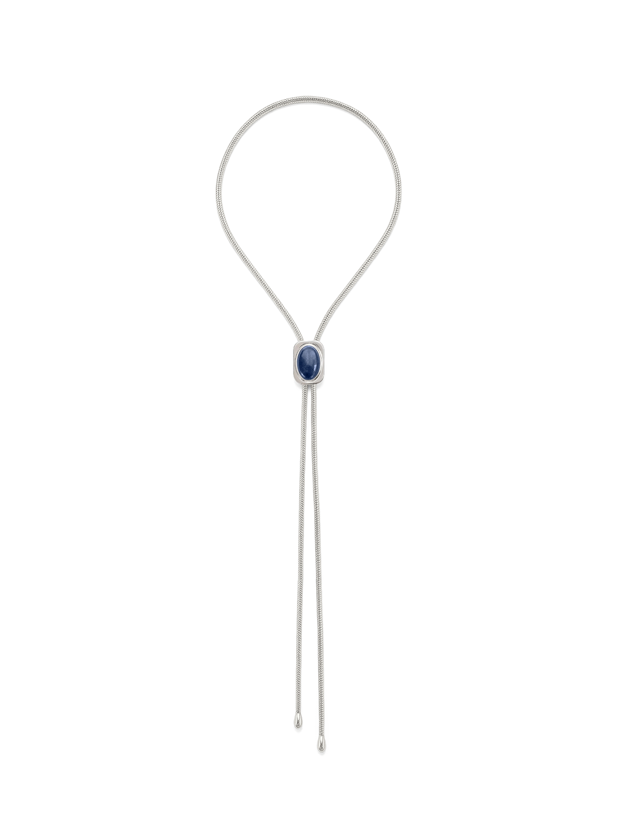 Lapis Cabochon Bolo in Silver/Navy - Veronica Beard Sale
