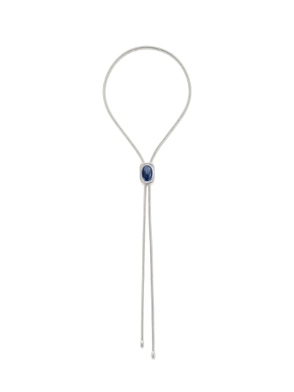 Lapis Cabochon Bolo in Silver/Navy - Veronica Beard Sale