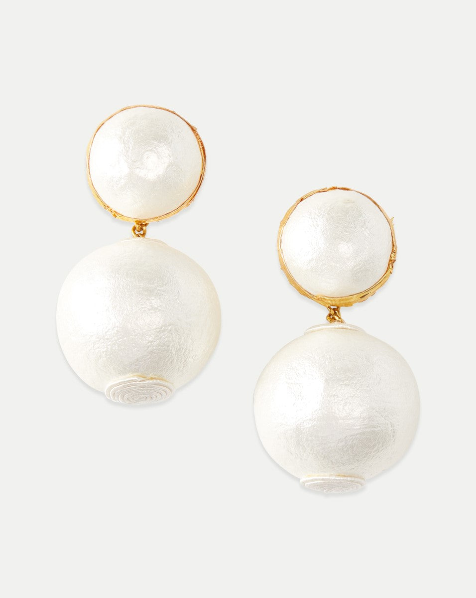 Pearl 2 Drop Earring | Clip Backing in White - Veronica Beard Best Price