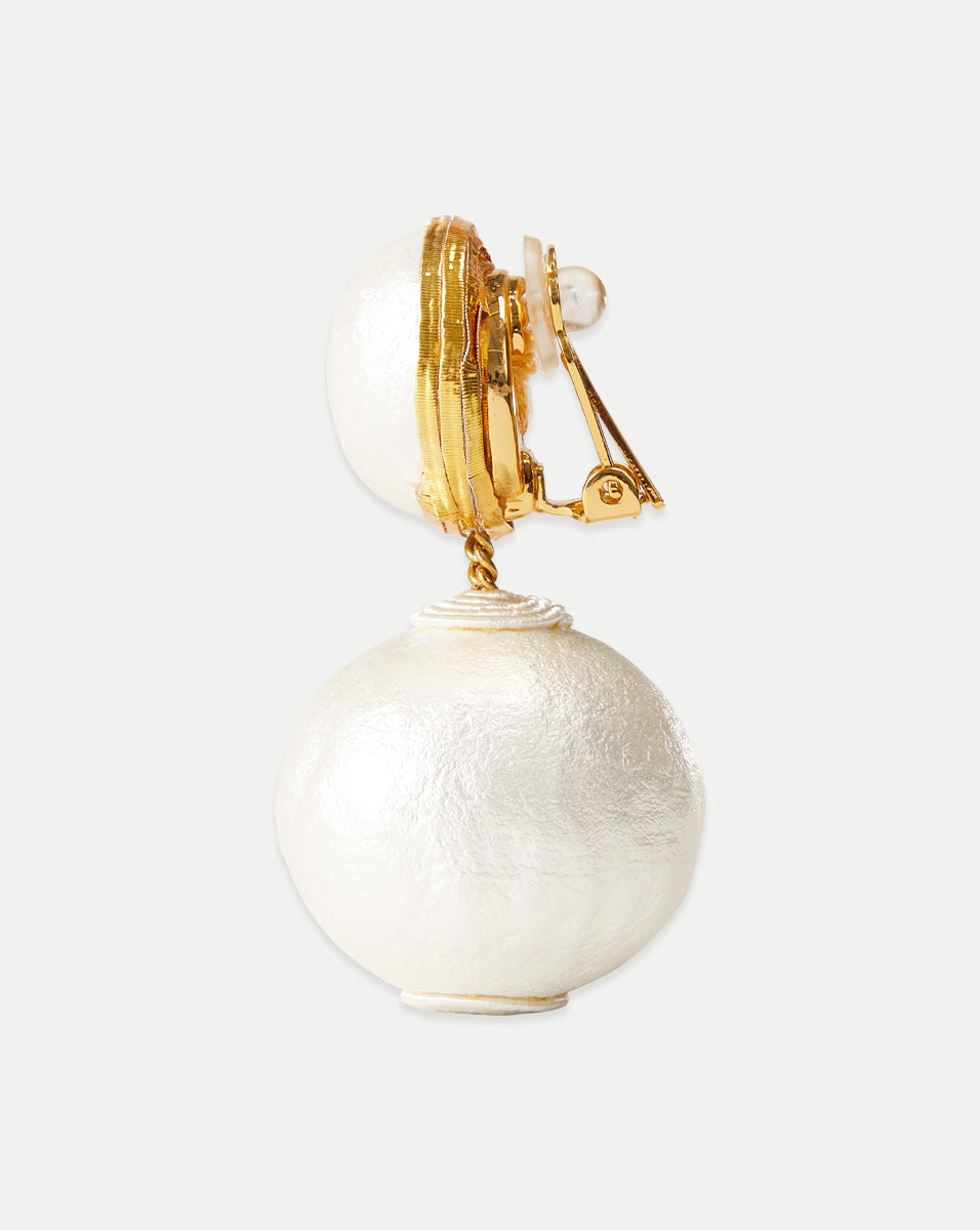 Pearl 2 Drop Earring | Clip Backing in White - Veronica Beard Best Price