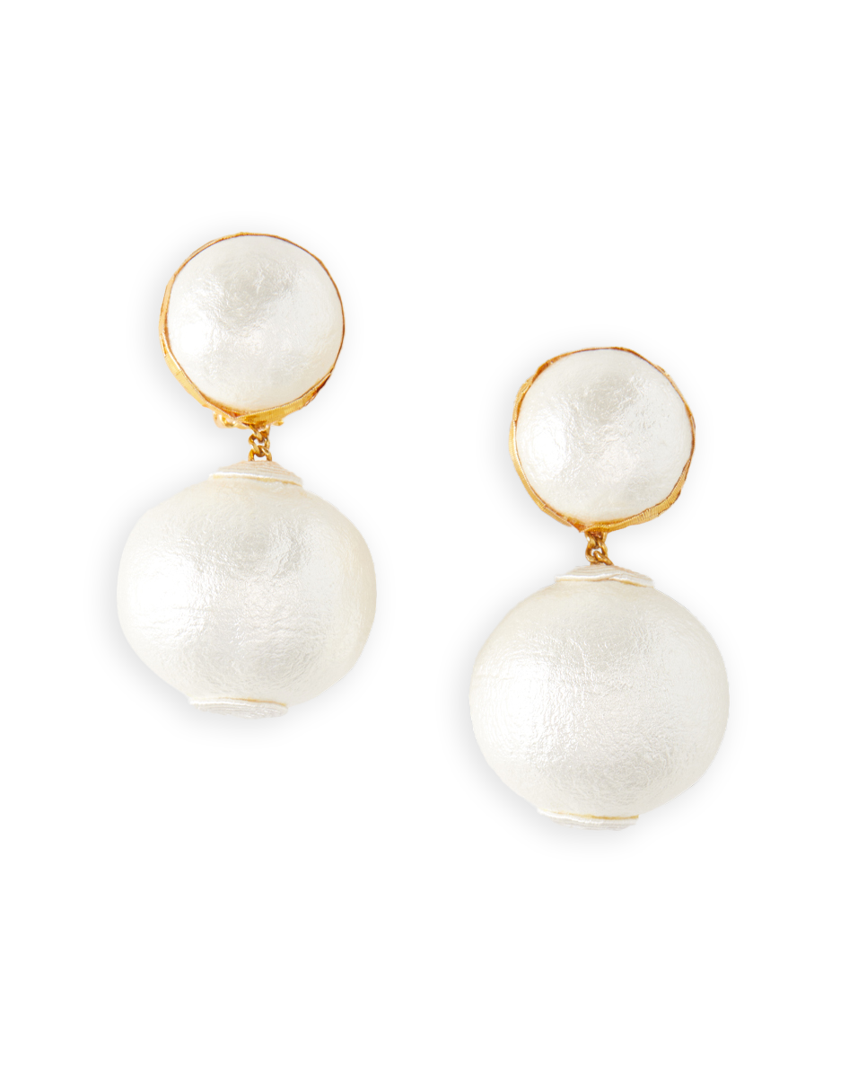 Pearl 2 Drop Earring | Clip Backing in White - Veronica Beard Best Price