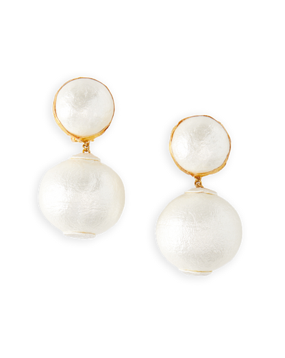 Pearl 2 Drop Earring | Clip Backing in White - Veronica Beard Best Price