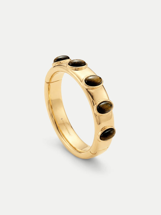 Tiger’s Eye Cabochon Bangle in Gold/Brown - Veronica Beard Discount