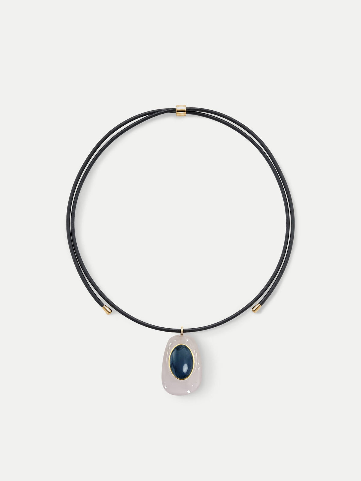 Black Leather Pendant Necklace in Black/White - Veronica Beard Exclusive