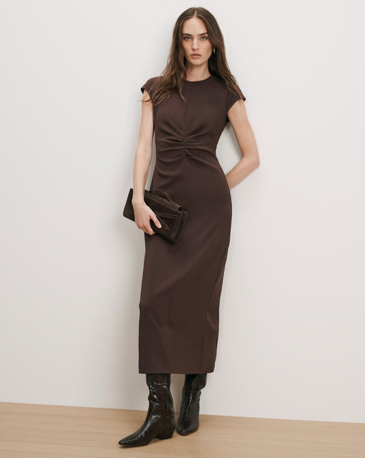 June Midi Dress in Dark Brown - Veronica Beard Deals