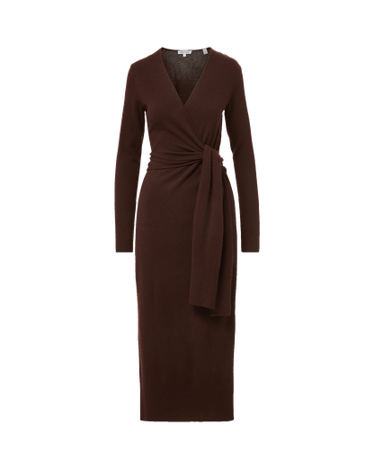 Salomez Wrap Midi Dress in Dark Brown - Veronica Beard Trending