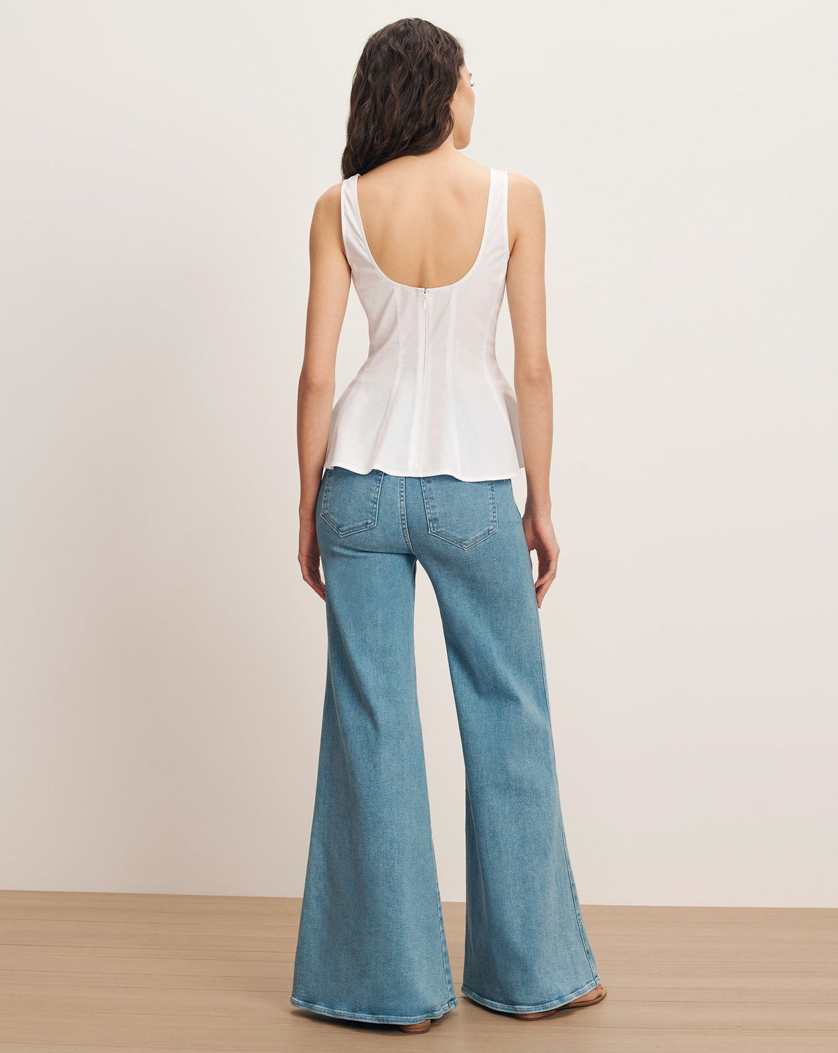 Charlie Peplum Tank Top in White - Veronica Beard New