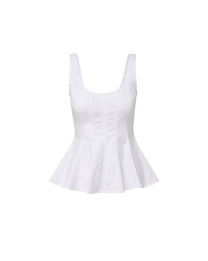 Charlie Peplum Tank Top in White - Veronica Beard New