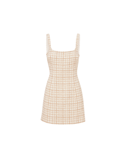 Bridgitte Metallic Tweed Dress in Dove/Gold Lurex - Veronica Beard Best Price