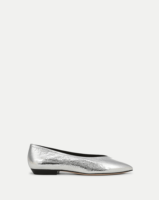 Bancroft Metallic Flat in Silver - Veronica Beard Popular